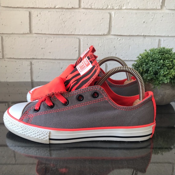 Converse Double Tongue Grey Orange Animal Print Junior Size 3 - Picture 6 of 13